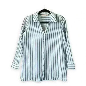 Soft Surroundings Striped Button Down Tunic 100% Cotton Size L